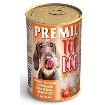 Premil: Vlažna hrana za pse Top Dog sa živinom 415gr